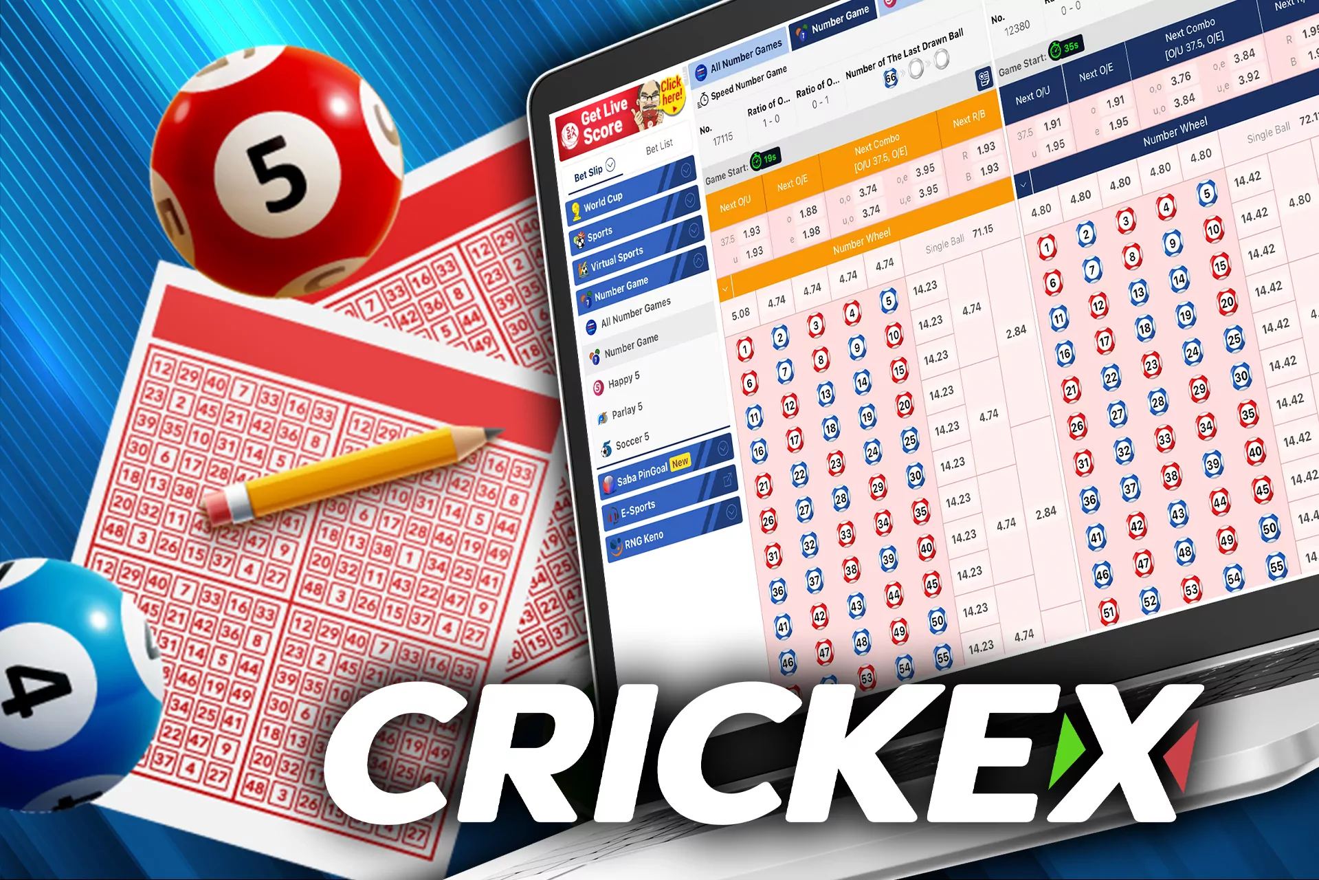 Test your luck and play lottery games at Crickex.