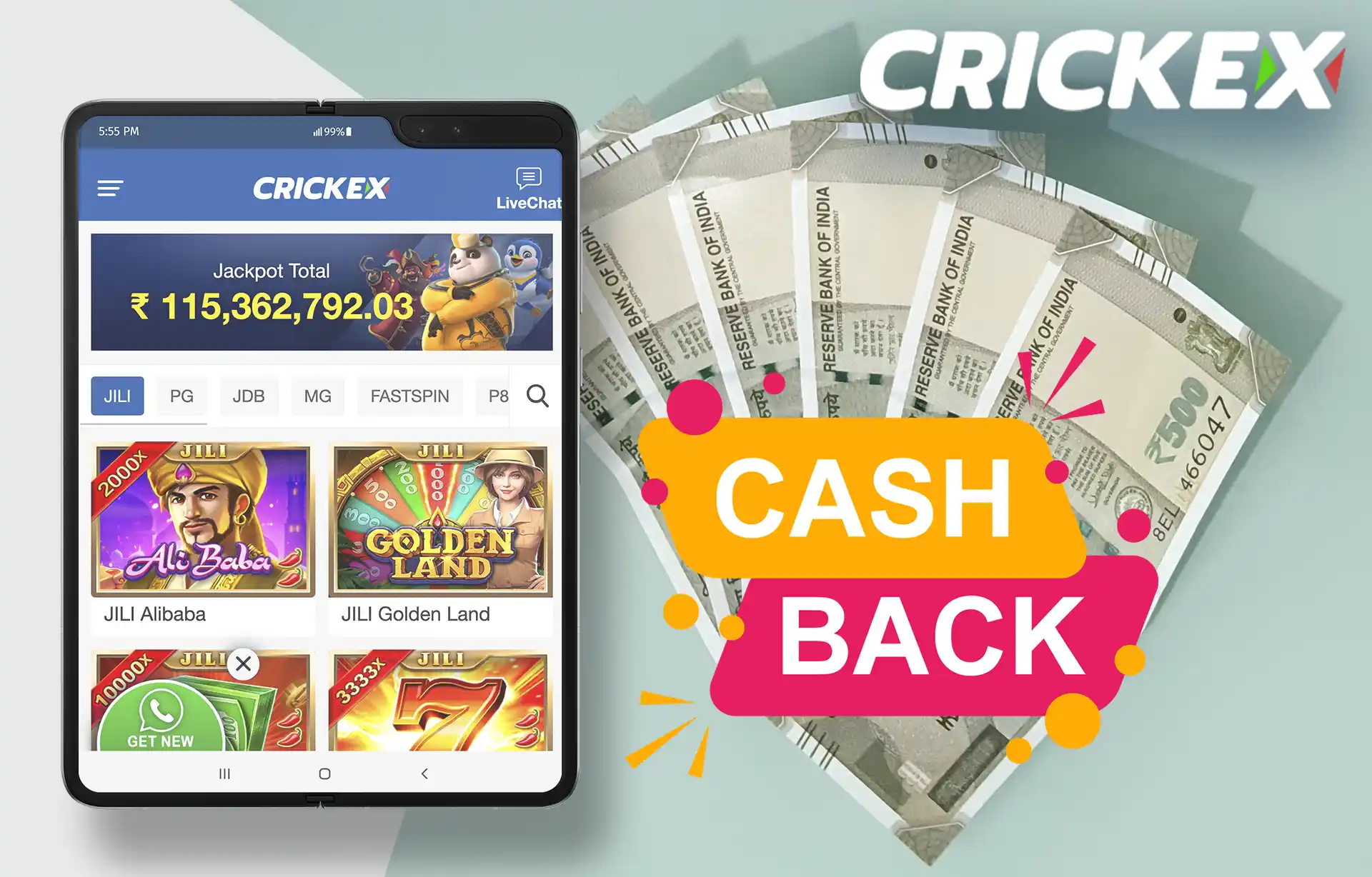 Users from Bangladesh can get 5% cashback on their account as a loyalty to Crickex.